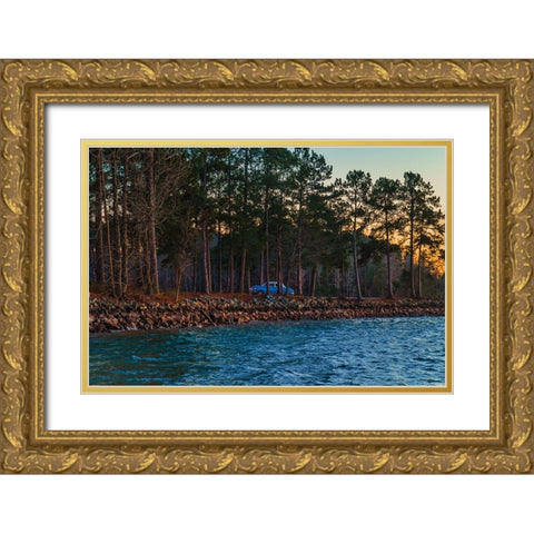 Untitled Blue Car Sunset Photo Gold Ornate Wood Framed Art Print with Double Matting by Malone, Will