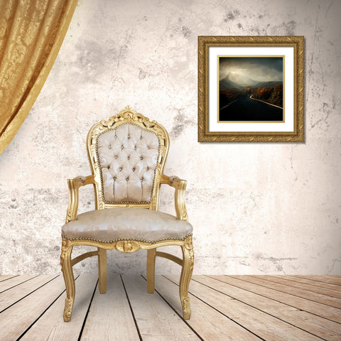 Autumn Road Gold Ornate Wood Framed Art Print with Double Matting by Screendoor