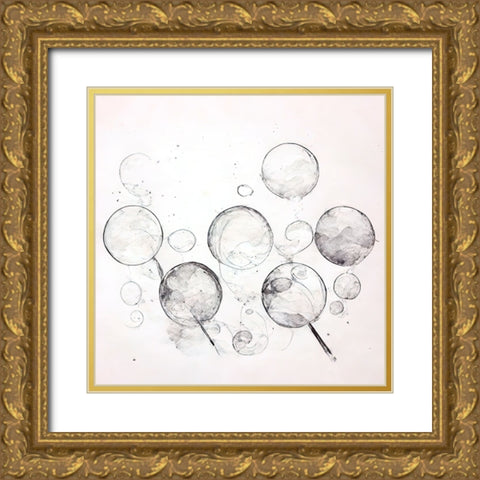 Bubbles 12 Gold Ornate Wood Framed Art Print with Double Matting by Screendoor