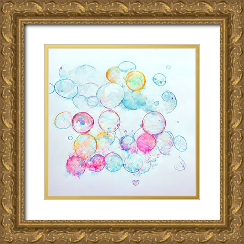 Bubbles 13 Gold Ornate Wood Framed Art Print with Double Matting by Screendoor