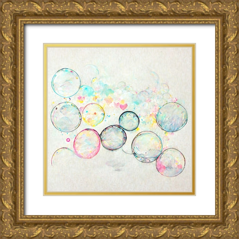 Bubbles 15 Gold Ornate Wood Framed Art Print with Double Matting by Screendoor