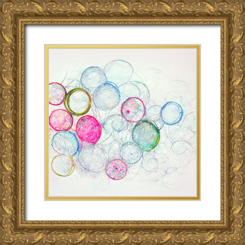 Bubbles 2 Gold Ornate Wood Framed Art Print with Double Matting by Screendoor
