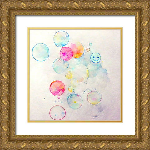 Bubbles 5 Gold Ornate Wood Framed Art Print with Double Matting by Screendoor