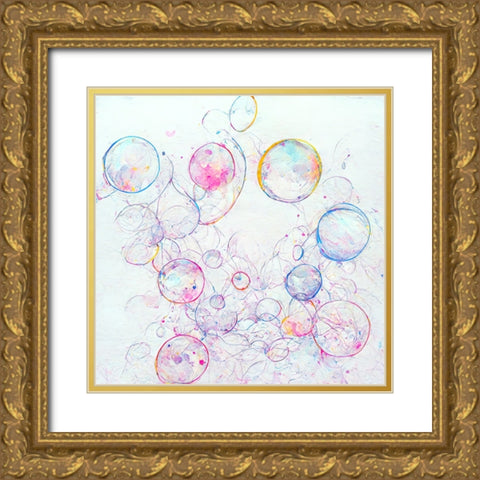 Bubbles 6 Gold Ornate Wood Framed Art Print with Double Matting by Screendoor