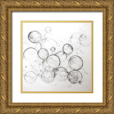 Bubbles 7 Gold Ornate Wood Framed Art Print with Double Matting by Screendoor