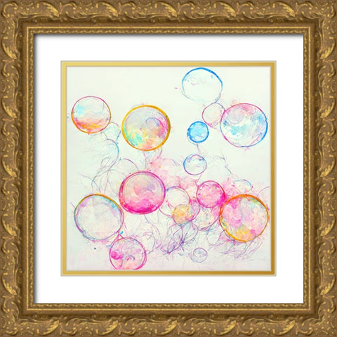 Bubbles 8 Gold Ornate Wood Framed Art Print with Double Matting by Screendoor