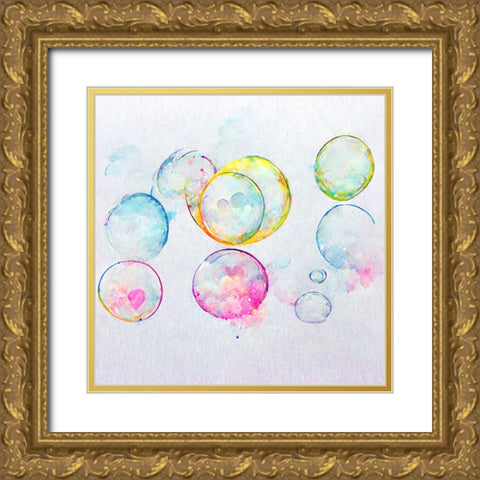 Bubbles 9 Gold Ornate Wood Framed Art Print with Double Matting by Screendoor