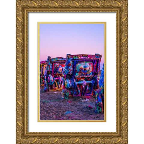 Cadillac Ranch 11 Gold Ornate Wood Framed Art Print with Double Matting by Malone, Will