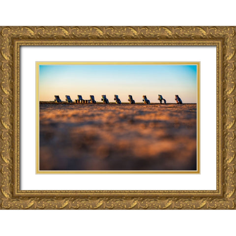 Cadillac Ranch 8 Gold Ornate Wood Framed Art Print with Double Matting by Malone, Will