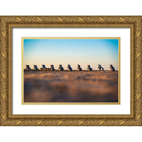Cadillac Ranch 9 Gold Ornate Wood Framed Art Print with Double Matting by Malone, Will