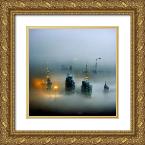 Engulfed in Fog Gold Ornate Wood Framed Art Print with Double Matting by Screendoor