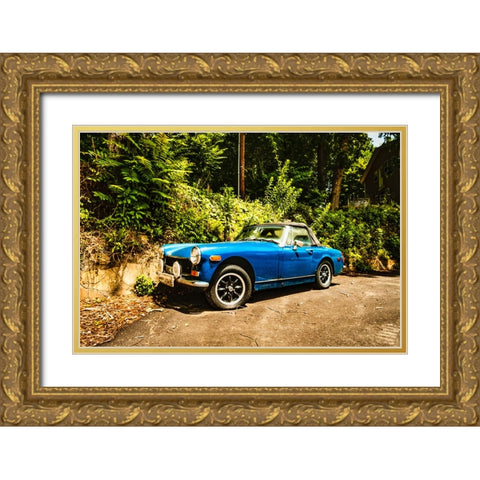 Little Blue Car Gold Ornate Wood Framed Art Print with Double Matting by Malone, Will