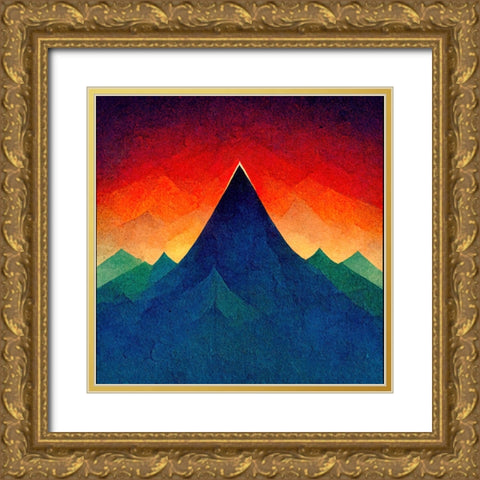 Rainbow Volcano 1 Gold Ornate Wood Framed Art Print with Double Matting by Screendoor