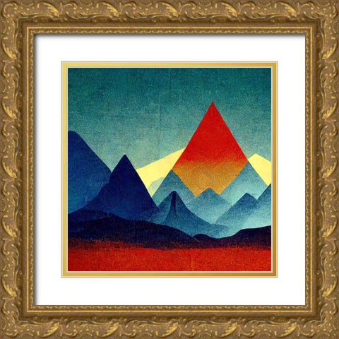 Rainbow Volcano 2 Gold Ornate Wood Framed Art Print with Double Matting by Screendoor