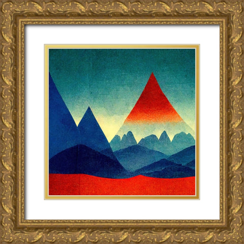 Rainbow Volcano 3 Gold Ornate Wood Framed Art Print with Double Matting by Screendoor