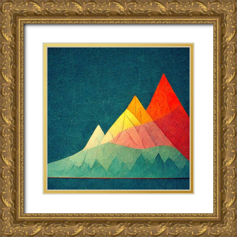 Rainbow Volcano 4 Gold Ornate Wood Framed Art Print with Double Matting by Screendoor