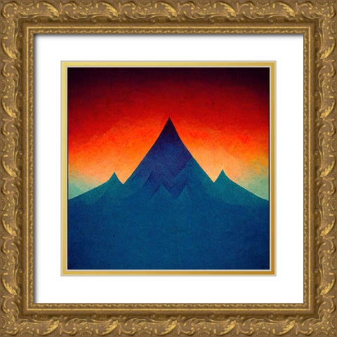 Rainbow Volcano 5 Gold Ornate Wood Framed Art Print with Double Matting by Screendoor
