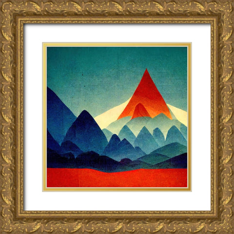 Rainbow Volcano 6 Gold Ornate Wood Framed Art Print with Double Matting by Screendoor