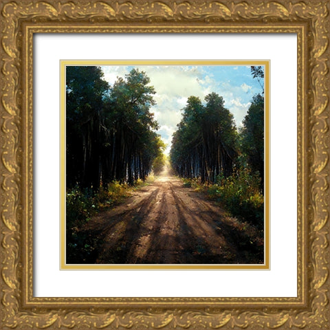 Road in the Woods 5 Gold Ornate Wood Framed Art Print with Double Matting by Screendoor