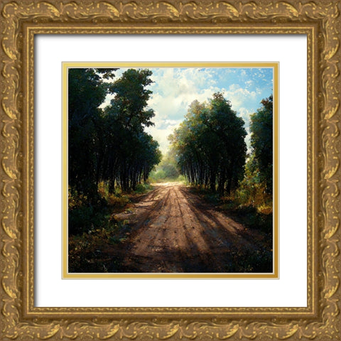 Road in the Woods 6 Gold Ornate Wood Framed Art Print with Double Matting by Screendoor