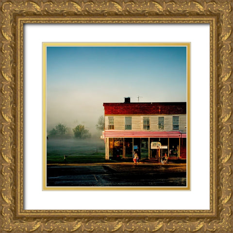 Small Town Morning 2 Gold Ornate Wood Framed Art Print with Double Matting by Screendoor