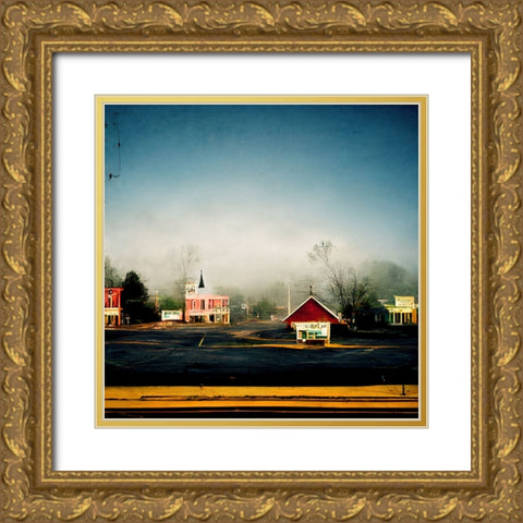 Small Town Morning 3 Gold Ornate Wood Framed Art Print with Double Matting by Screendoor