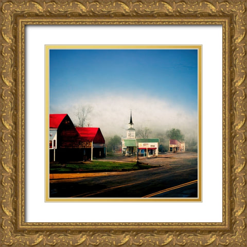 Small Town Morning 4 Gold Ornate Wood Framed Art Print with Double Matting by Screendoor
