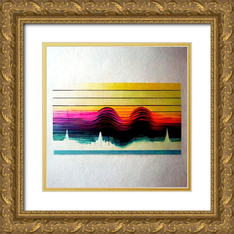 Waveform 11 Gold Ornate Wood Framed Art Print with Double Matting by Screendoor