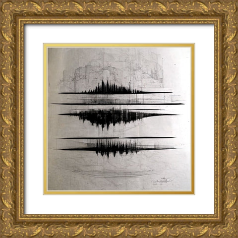Waveform 1 Gold Ornate Wood Framed Art Print with Double Matting by Screendoor