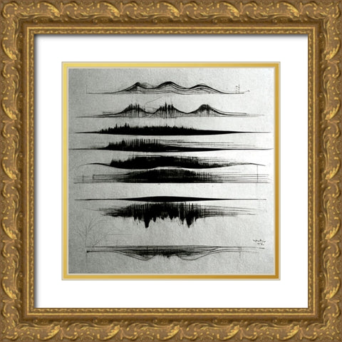 Waveform 2 Gold Ornate Wood Framed Art Print with Double Matting by Screendoor