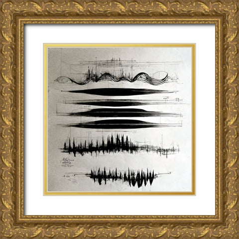 Waveform 4 Gold Ornate Wood Framed Art Print with Double Matting by Screendoor
