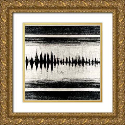 Waveform 7 Gold Ornate Wood Framed Art Print with Double Matting by Screendoor