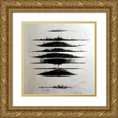 Waveform 8 Gold Ornate Wood Framed Art Print with Double Matting by Screendoor