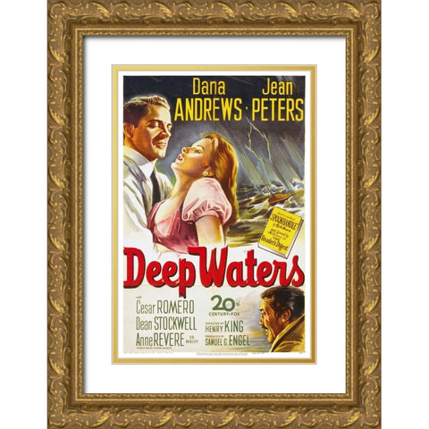 Deep Waters Gold Ornate Wood Framed Art Print with Double Matting by Screendoor
