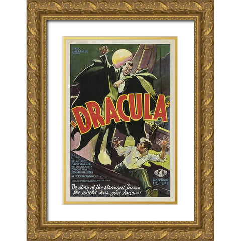Dracula Gold Ornate Wood Framed Art Print with Double Matting by Screendoor