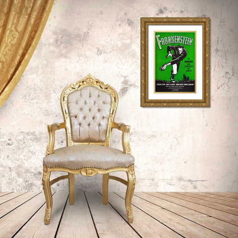 Frankenstein the Monster Gold Ornate Wood Framed Art Print with Double Matting by Screendoor