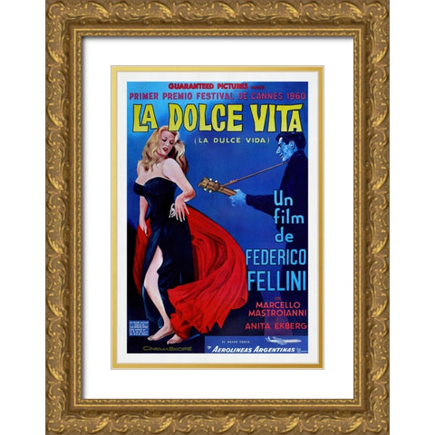 La Dolce Vita Gold Ornate Wood Framed Art Print with Double Matting by Screendoor