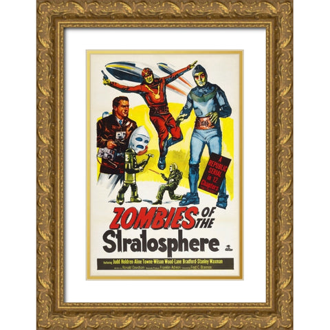 Zombies of the Stratosphere Gold Ornate Wood Framed Art Print with Double Matting by Screendoor