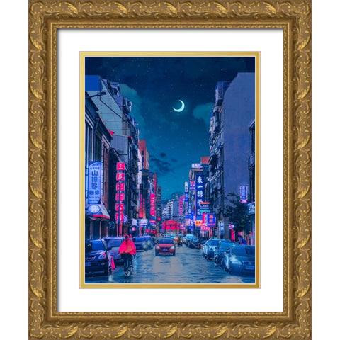 Neon Worlds 7 Gold Ornate Wood Framed Art Print with Double Matting by Orozco, Danner