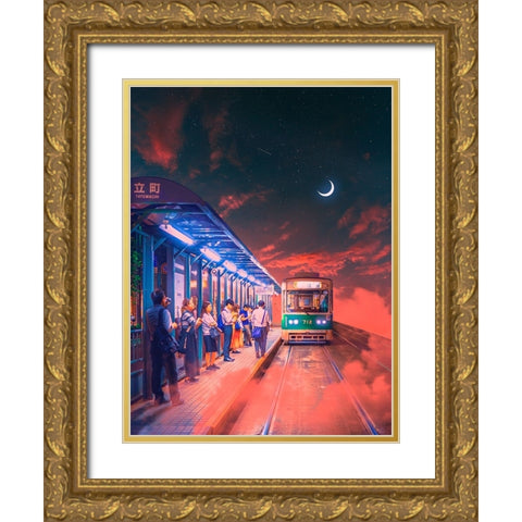 Neon Worlds 8 Gold Ornate Wood Framed Art Print with Double Matting by Orozco, Danner