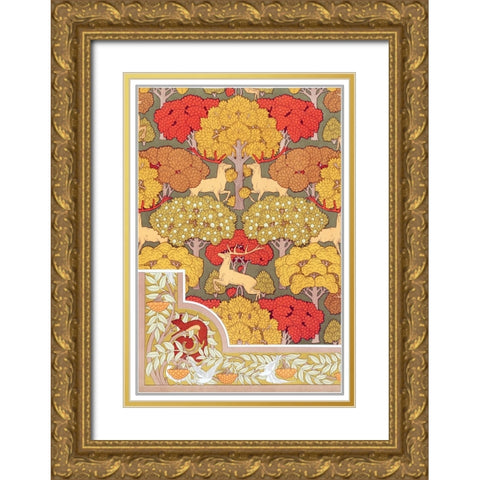 Decoration And Ornament - V Gold Ornate Wood Framed Art Print with Double Matting by CAG