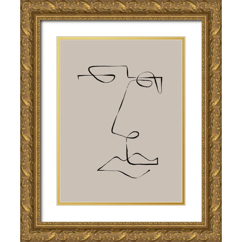 Face Study I Gold Ornate Wood Framed Art Print with Double Matting by CAG