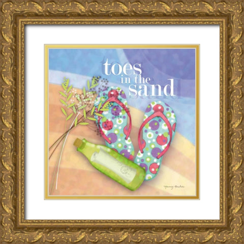 Toes in the Sand Gold Ornate Wood Framed Art Print with Double Matting by Archer, Nancy
