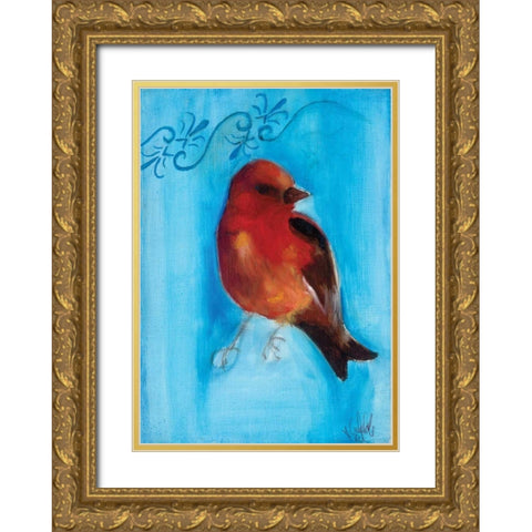 Bird Study II Gold Ornate Wood Framed Art Print with Double Matting by Adkin, Arielle