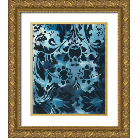 Indigo Patterns III Gold Ornate Wood Framed Art Print with Double Matting by Adkin, Arielle