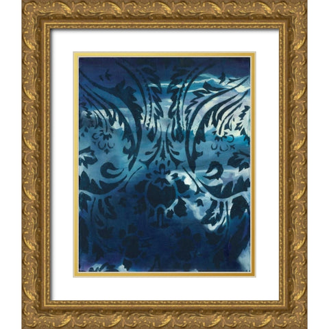 Indigo Patterns IV Gold Ornate Wood Framed Art Print with Double Matting by Adkin, Arielle