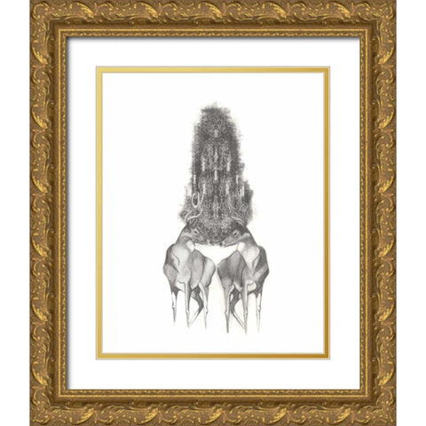 Deer I Gold Ornate Wood Framed Art Print with Double Matting by Adkin, Arielle
