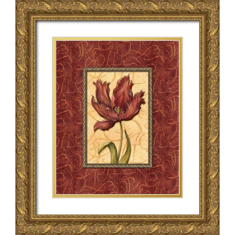 Red Passion II Gold Ornate Wood Framed Art Print with Double Matting by Audrey, Charlene