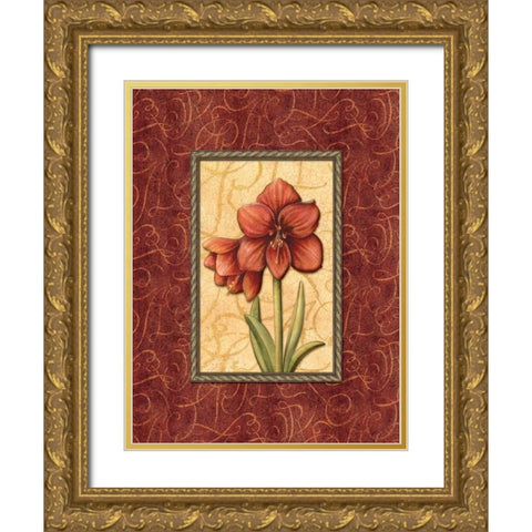 Red Passion IV Gold Ornate Wood Framed Art Print with Double Matting by Audrey, Charlene