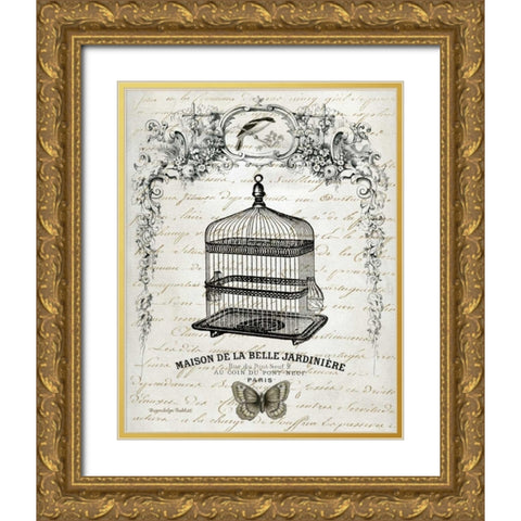 French Birdcage II Gold Ornate Wood Framed Art Print with Double Matting by Babbit, Gwendolyn